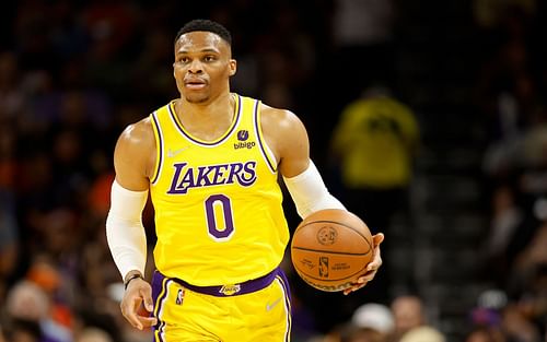 Russell Westbrook in action during LA Lakers v Phoenix Suns