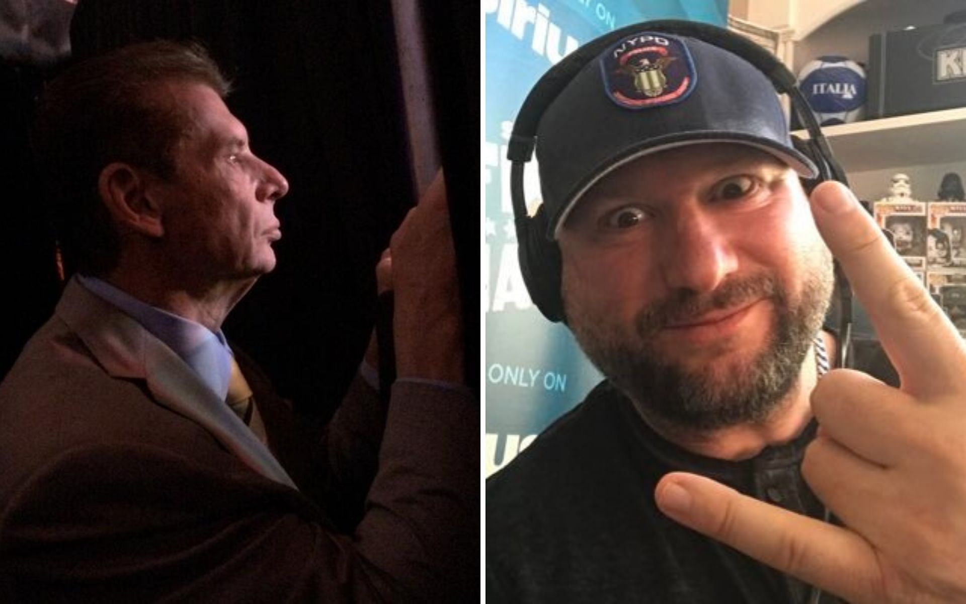 Vince McMahon (left); Bully Ray on Busted Open Radio (right)