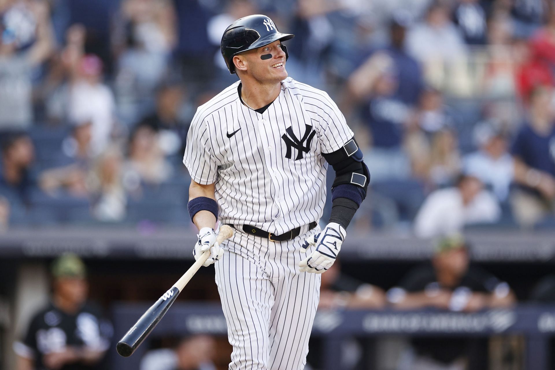 New York Yankees third baseman Josh Donaldson hit a ground-rule double in the second inning of today&#039;s game against the Houston Astros.