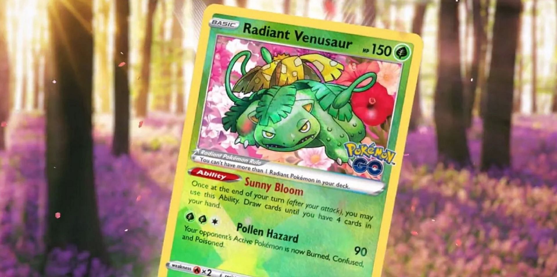 Radiant Venusaur&#039;s card art (Image via The Pokemon Company)