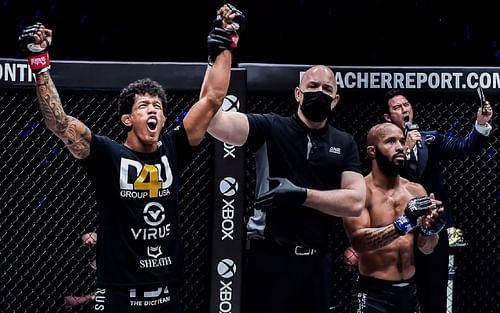 Adriano Moraes (left) says he has nothing left to prove after beating Demetrious Johnson (right). [Photo ONE Championship]