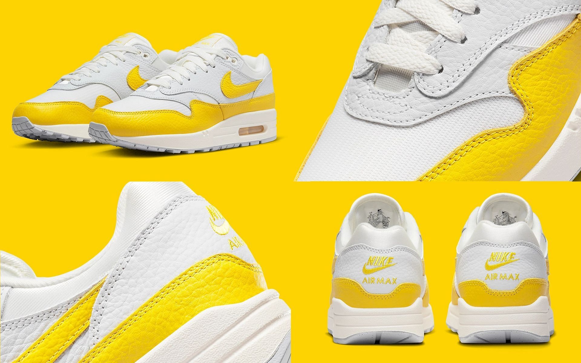 Upcoming Nike Air Max 1 White and Yellow Tumbled leather sneakers (Image via Sportskeeda)