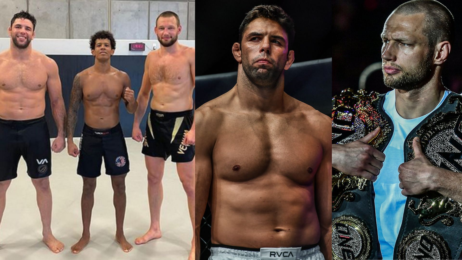 (From left to right) &#039;Buchecha&#039; Marcus Almeida, Adriano Moraes, Reinier de Ridder [Photo Credits: ONE Championship and @deriddermma on Instagram]