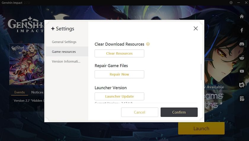 You can let the game launcher try to fix itself (Image via miHoYo)