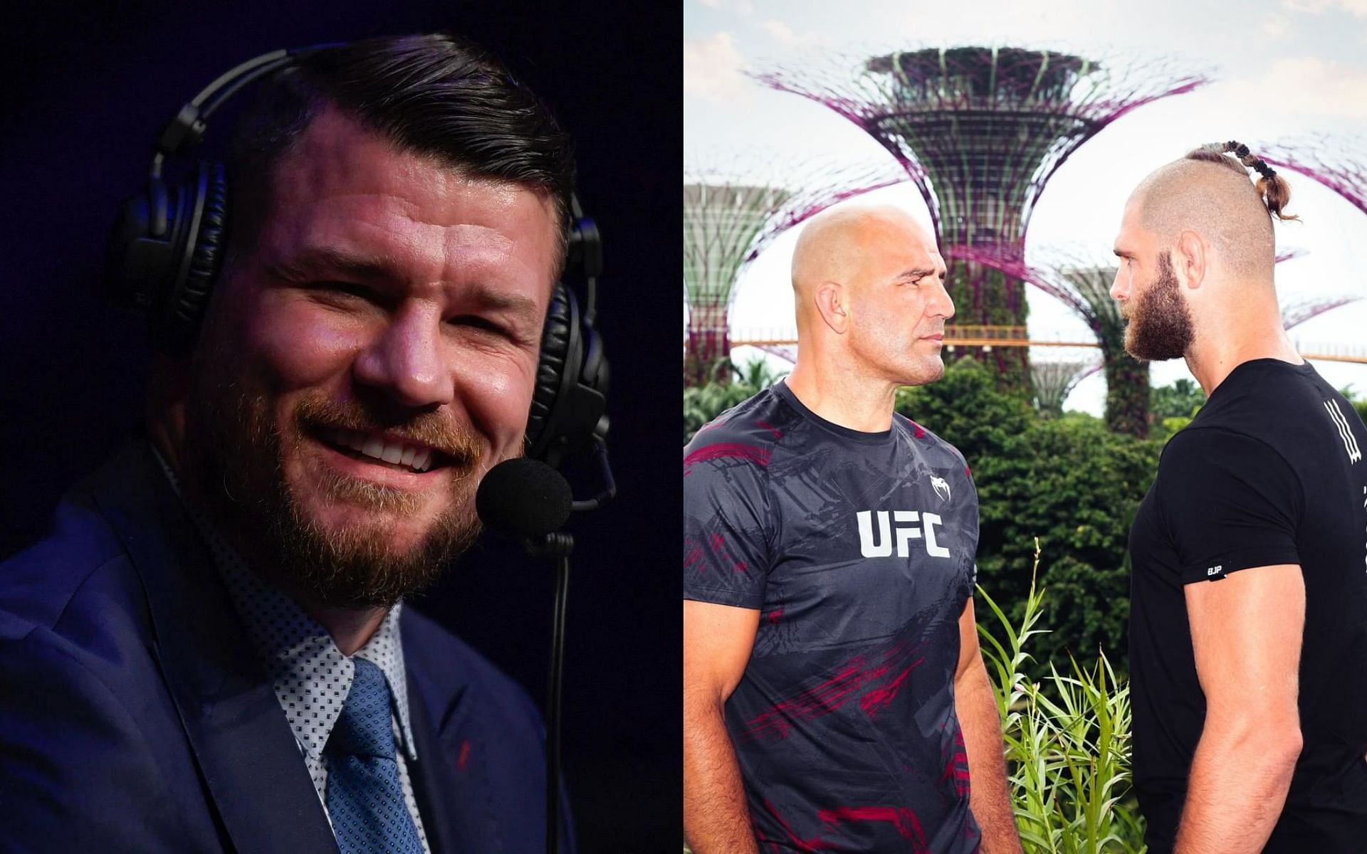 Michael Bisping (left), Glover Teixeira and Jiri Prochazka face-off (right) [Images courtesy of Getty and @ufc Instagram]