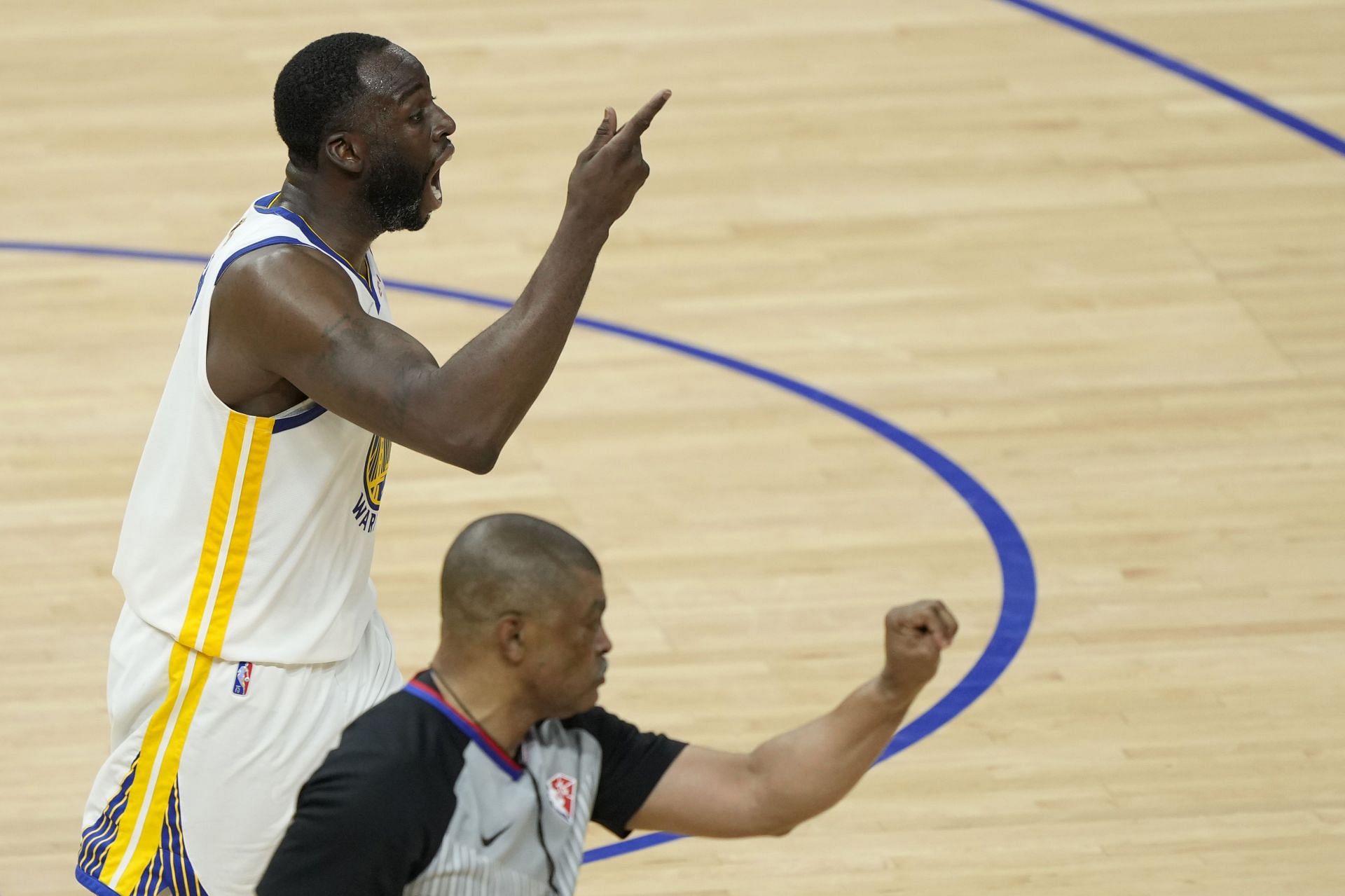 Draymond Green reacts after getting fouled-out in Game 5.