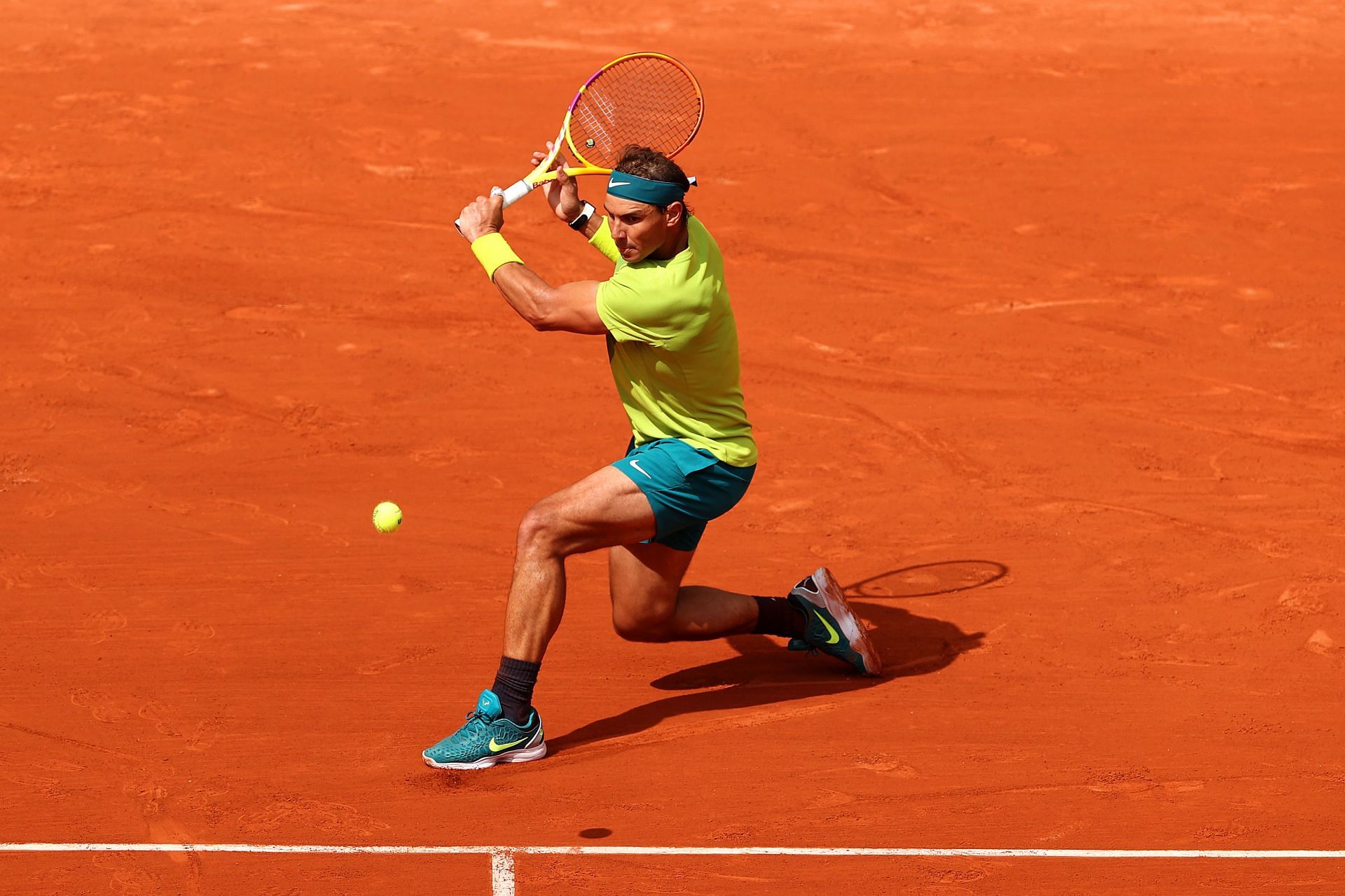 Rafael Nadal in action at the 2022 French Open.