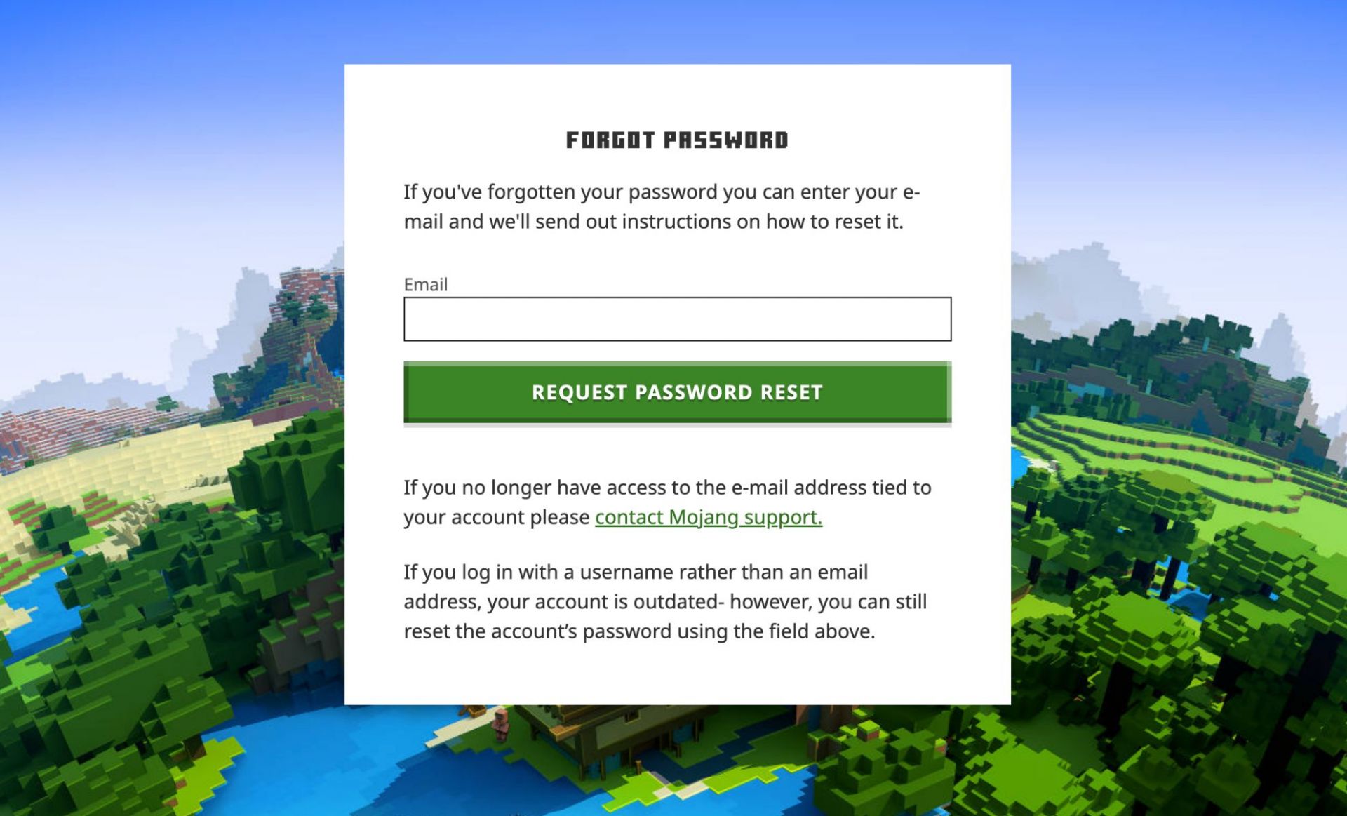 Changing password in Minecraft (Image via Mojang)