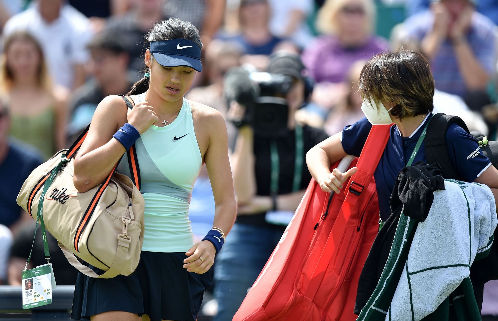 Emma Raducanu leaves after a mid-match retirement at the Rothesay Open Nottingham