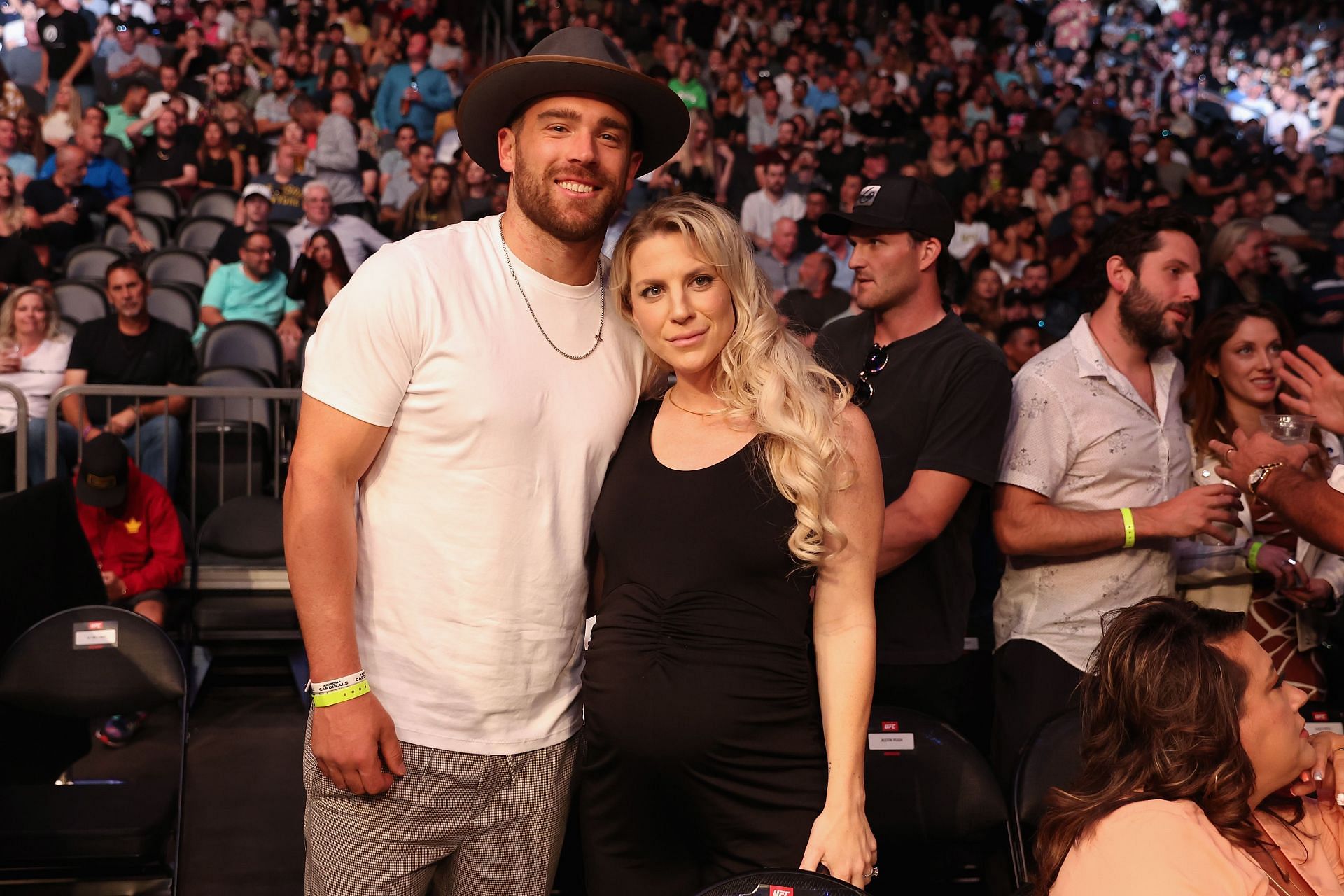 Zach Ertz and Julie Ertz attend UFC 274