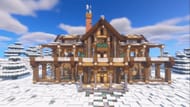 This winter mansion is perfect for mountain or taiga biomes (Image via ToxicKailey/YouTube)