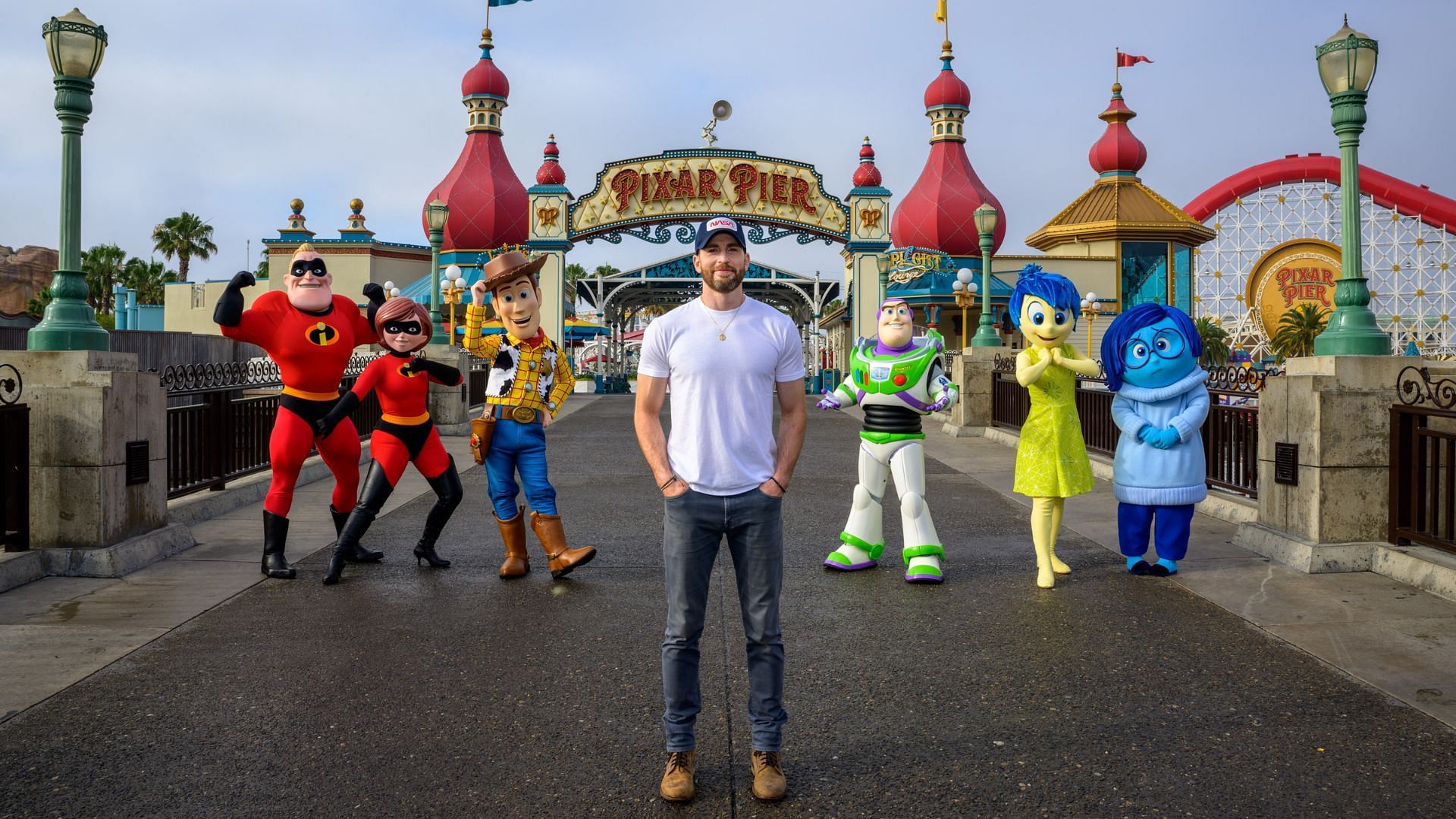 A still of Chris Evans at Disney California Adventure Park (Image Via Pixar/Twitter)