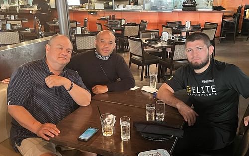 (L-R) Scott Coker, Ali Abdelaziz, Khabib Nurmagomedov [Image courtesy @khabib_nurmagomedov on Instagram]