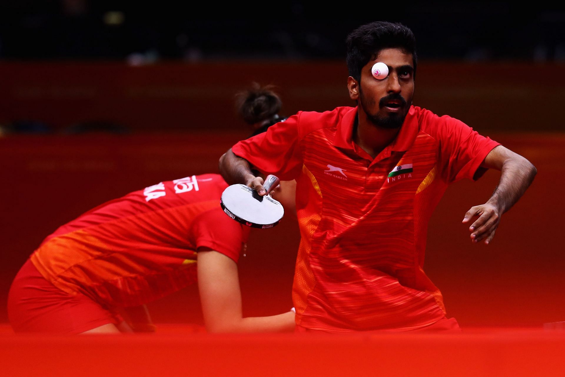 Table Tennis - Commonwealth Games Sathiyan Gnanasekaran and Manika Batra in action