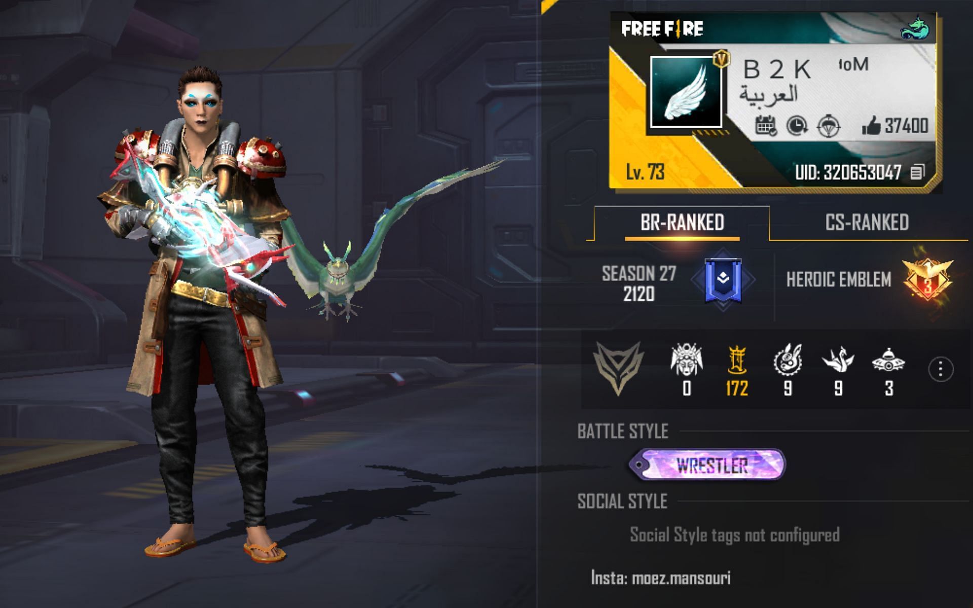 B2K&#039;s Free Fire MAX ID (Image via Garena)