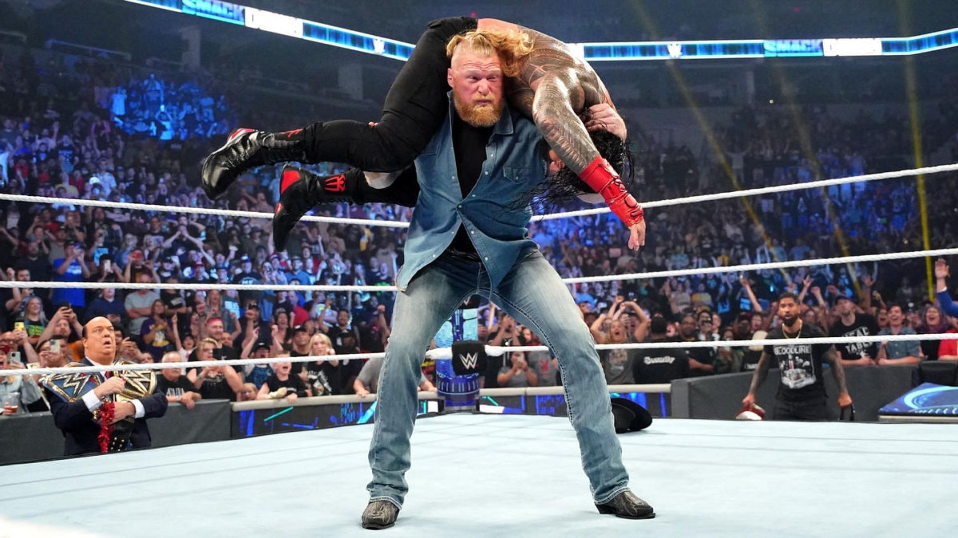 Brock Lesnar and Roman Reigns on WWE SmackDown