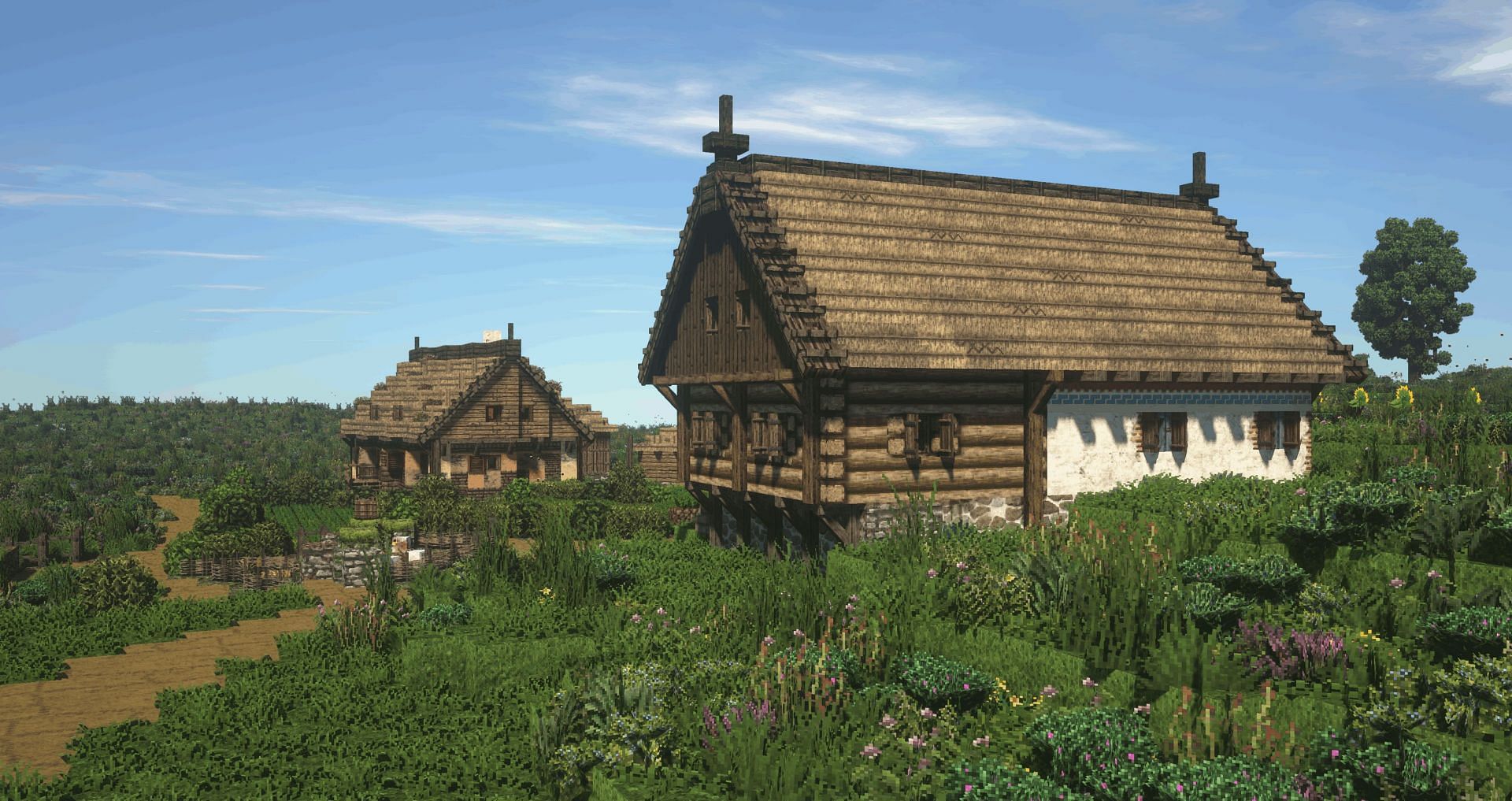 An example of farmhouses built in a plains biome (Image via Reddit)