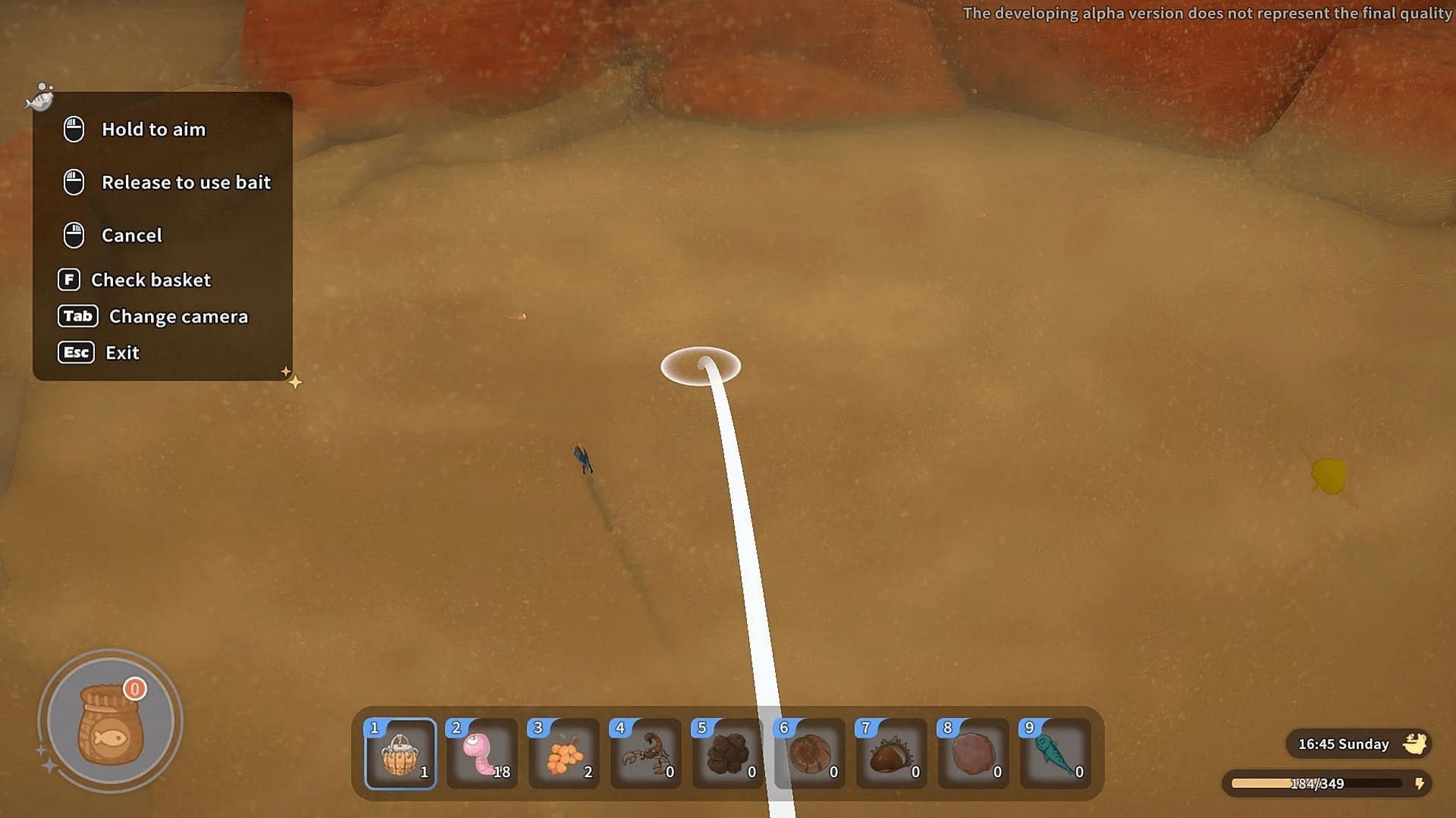 Интерфейс мини-игры с песчаной рыбалкой (изображение от Pathea)