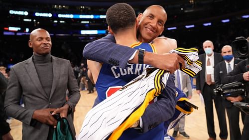 Steph Curry has the best handle among the NBA's other greatest shooters: Ray Allen, left, and Reggie Miller. [NBC Sports]