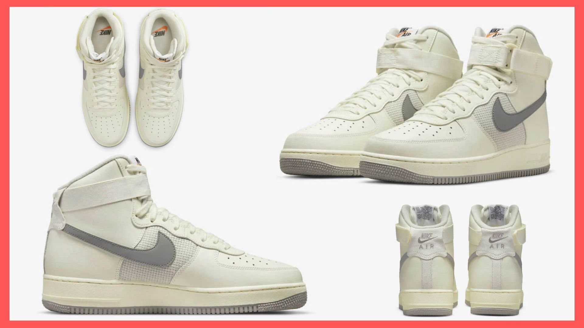 Take a closer look at the upcoming Nike Air Force 1 High Vintage Sail Medium Grey sneakers (Image via Sportskeeda)