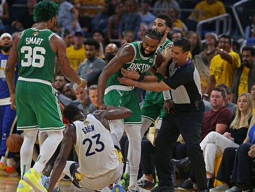 Draymond Green's scuffle with Jaylen Brown sparked controversy when a double-tecnical foul wasn't called. [Boston.com]