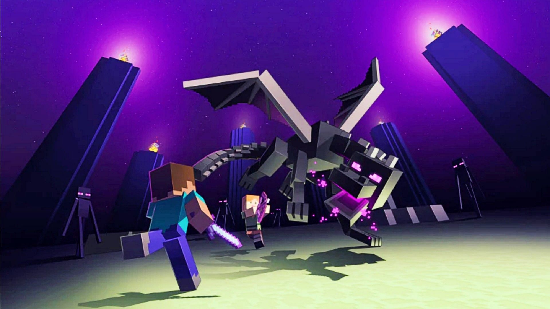 Fighting The Ender Dragon In Minecraft 1.0