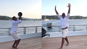 Watch: Former New York Yankees star Alex Rodriguez plays basketball on the sundeck while cruising in Italy