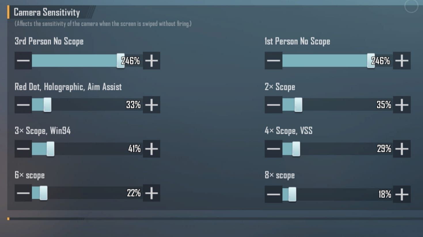 Camera Sensitivity settings can be tweaked accordingly for smooth gameplay (Image via Krafton)