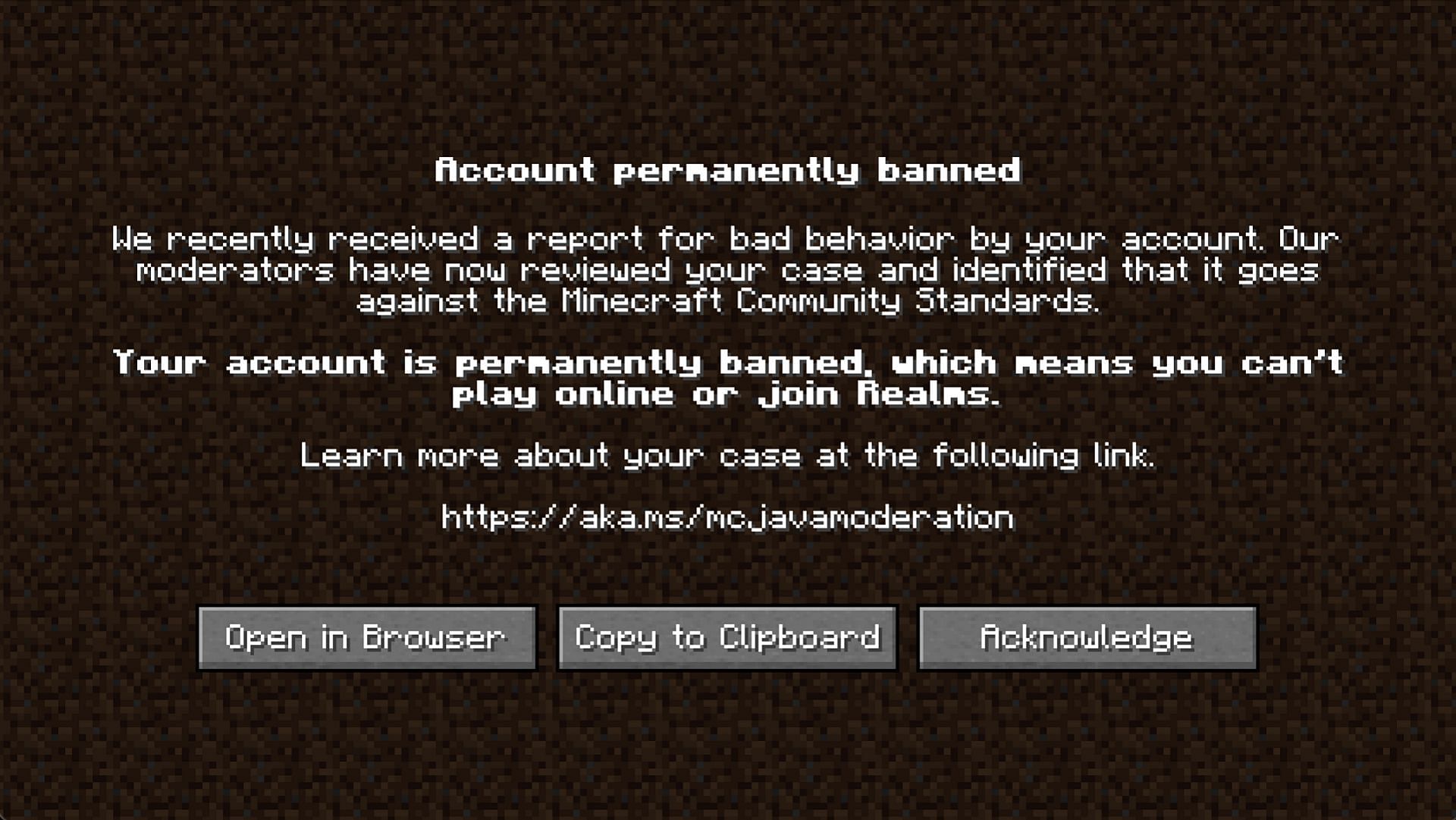 Account banning coming in Minecraft 1.19.1 (Image via u/EnderCreeperYT Reddit)
