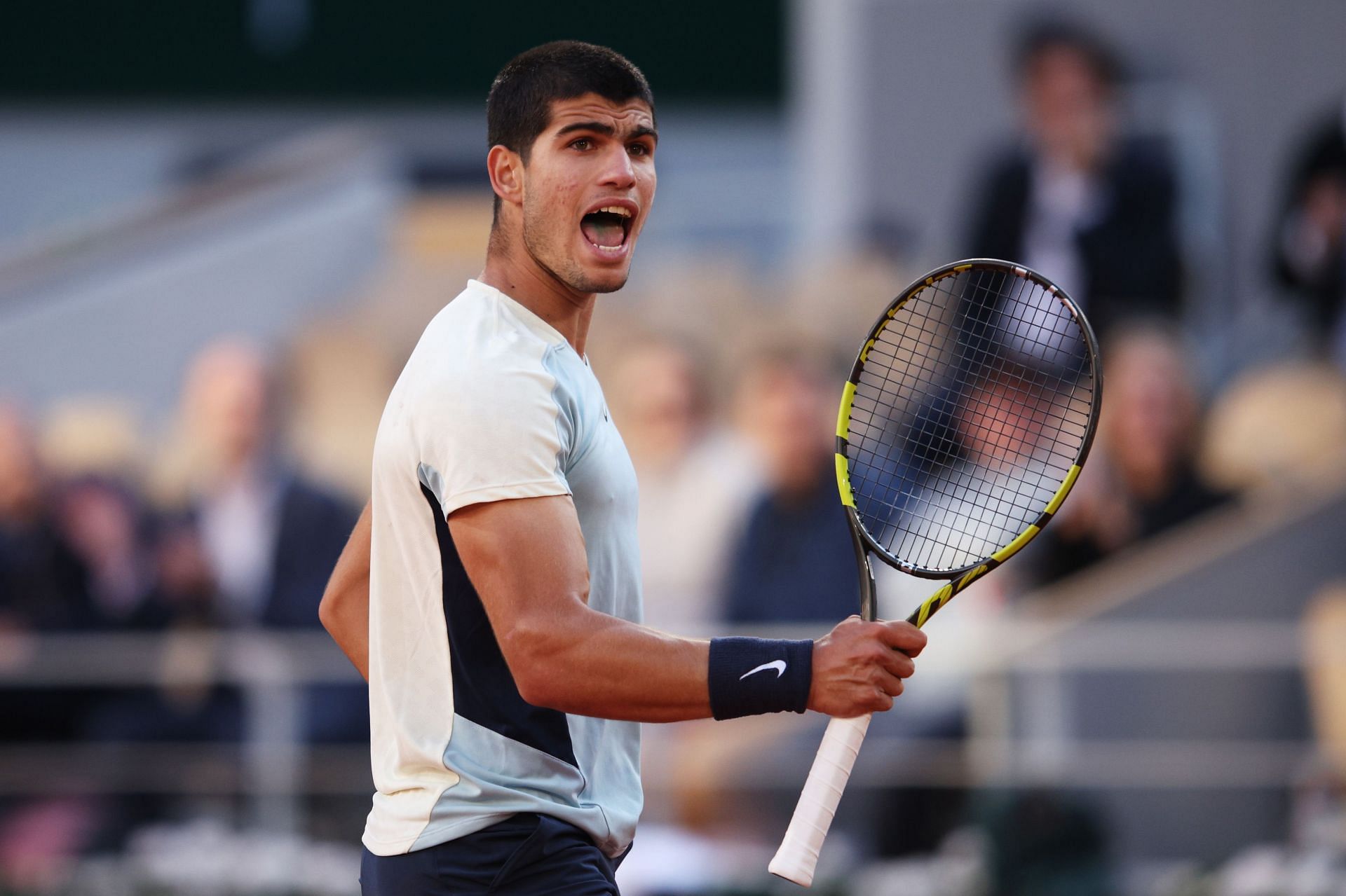 Carlos Alcaraz in action at the 2022 French Open - Day 10