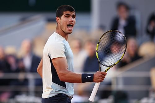 Carlos Alcaraz in action at the 2022 French Open - Day 10