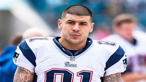 Aaron Hernandez in his Patriots uniform