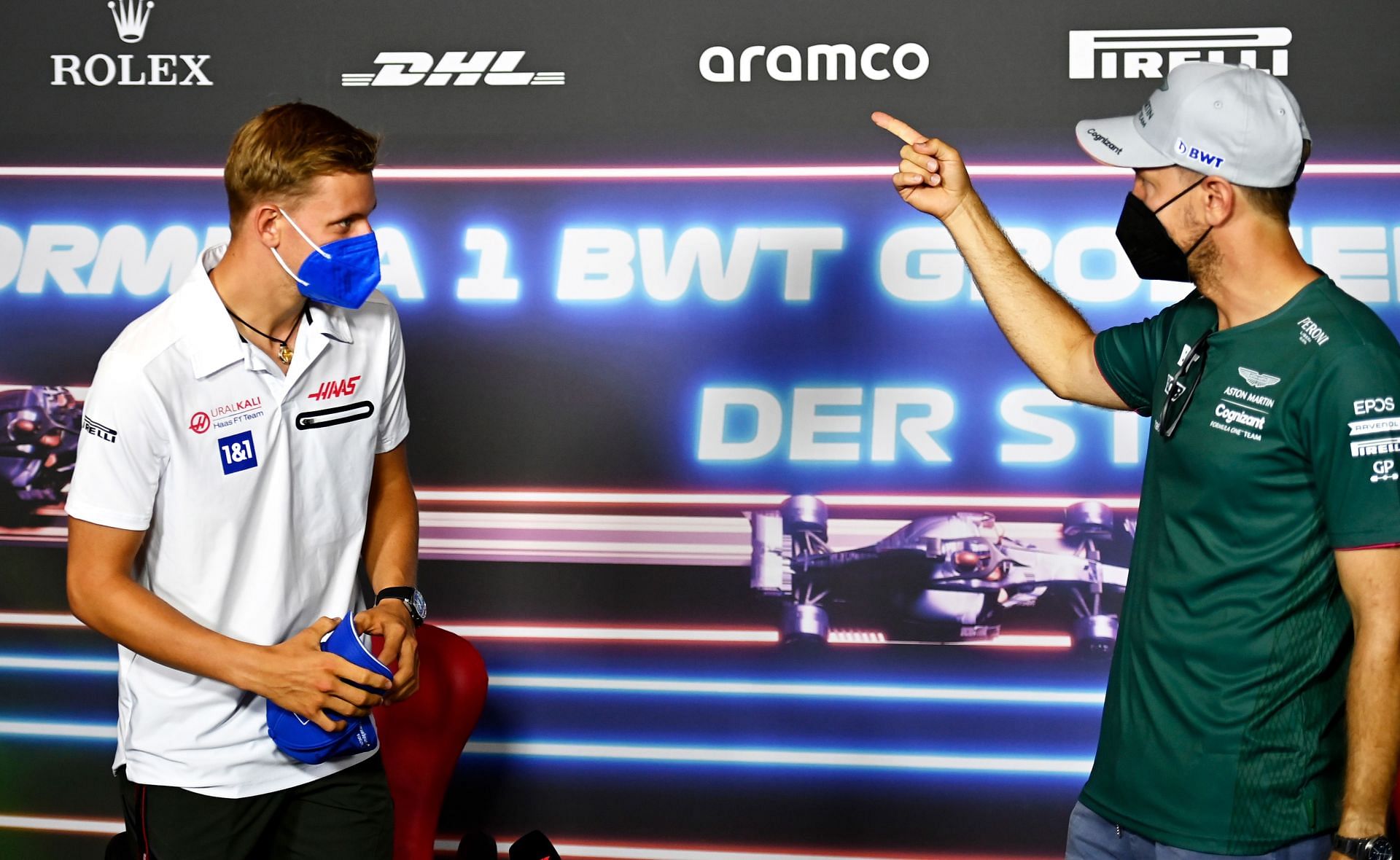 Mick Schumacher (left) and Sebastian Vettel (right) at the F1 Grand Prix of Styria - Previews