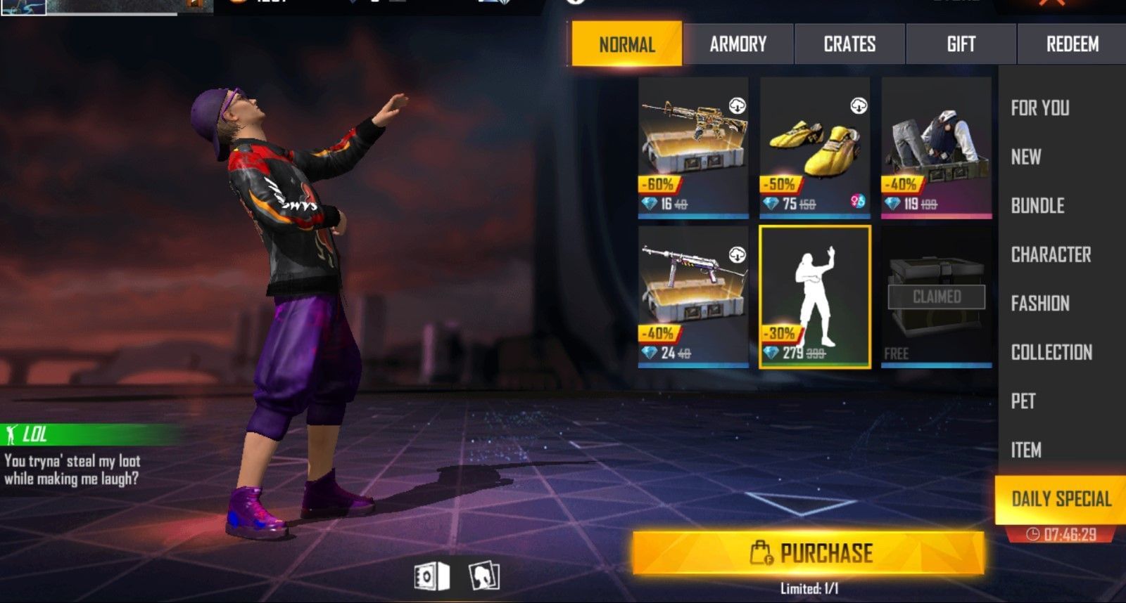 يحظى تعبير LOL في Free Fire MAX بشعبية كبيرة في هذه الفئة (الصورة من Garena)