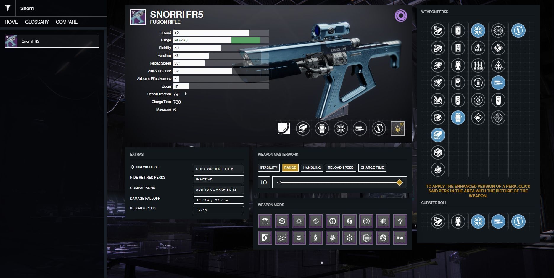 Snorri FR5 different stats with Banshee&#039;s rolls (Image via Destiny 2 Gunsmith)