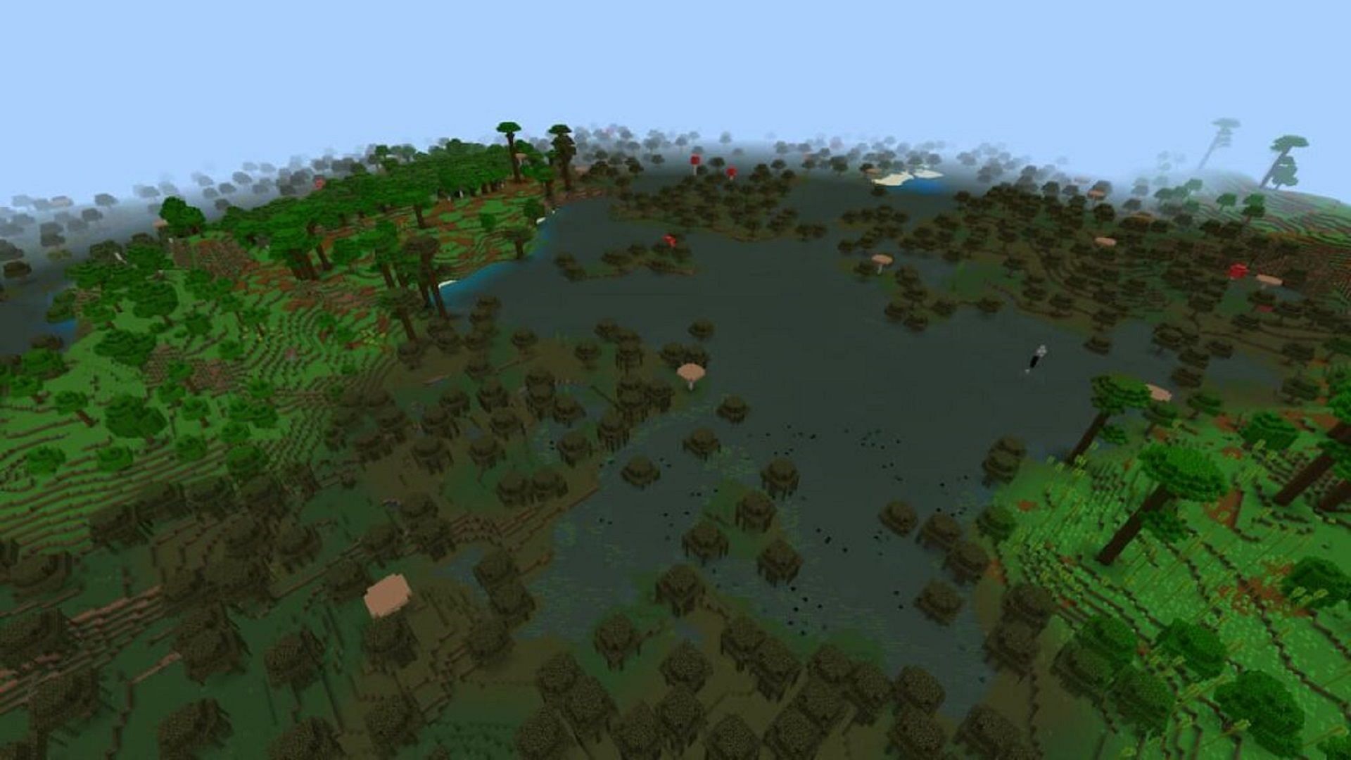 This seed combines traditional and mangrove swamps (Image via Mojang)