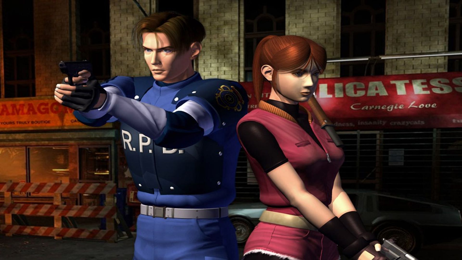 The official artwork for RE2 (Image via Capcom)