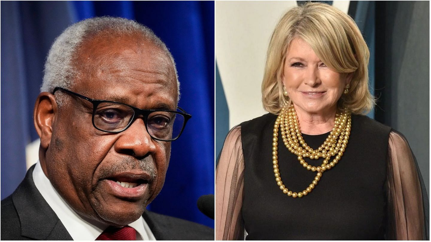 Martha Stewart calls out Justice Clarence Thomas (Image via Drew Angerer/Getty Images, and David Crotty/Patrick McMullan/Getty Images)