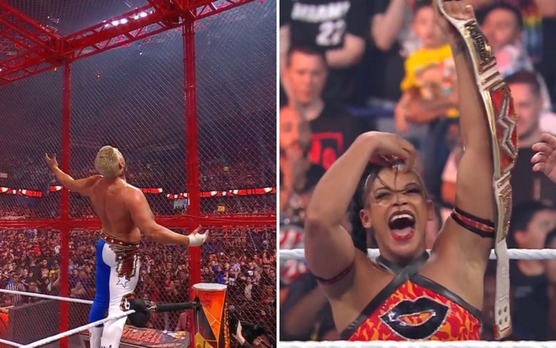 Cody Rhodes (left); Bianca Belair (right)