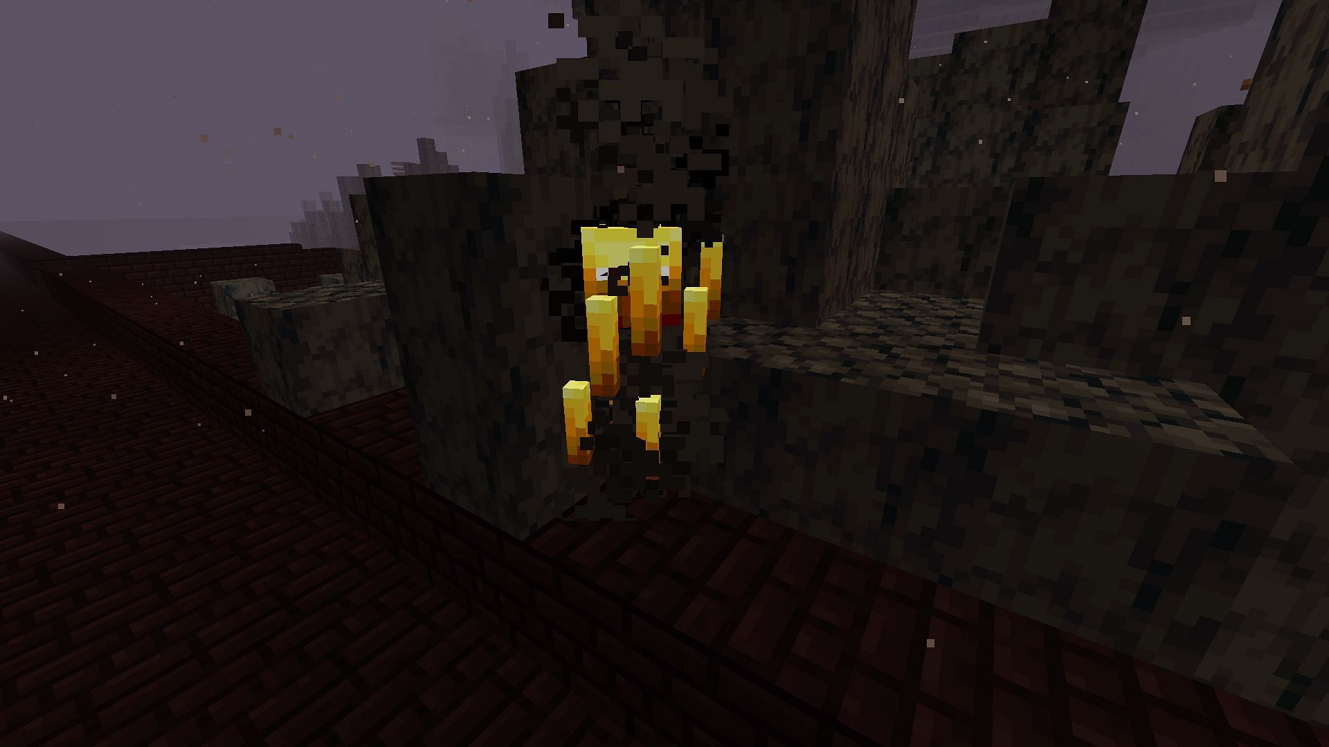 A blaze in a nether fortress (Image via Minecraft)
