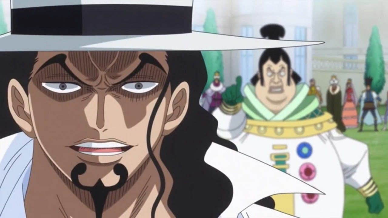 Rob Lucci (left foreground) as seen in the series&#039; anime (Image Credits: Eiichiro Oda/Shueisha, Viz Media, One Piece)