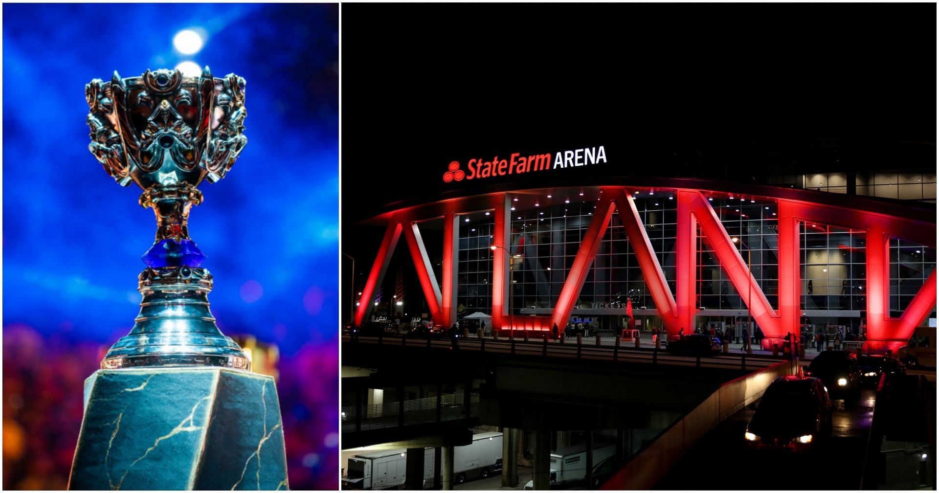 Atalanta&#039;s State Farm Arena will host the LoL 2022 Worlds semifinals (Images via Riot Games)