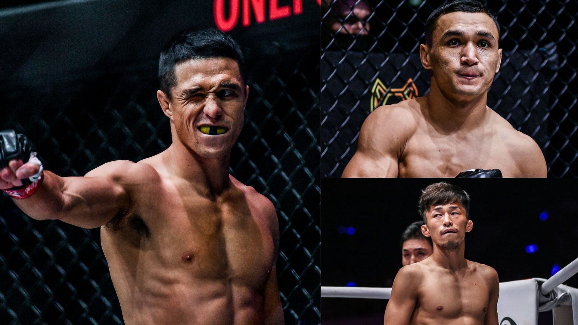 Reece McLaren (left), Kairat Akhmetov (top right), Tatsumitsu Wada (bottom right) [Photo Credits: ONE Championship] 