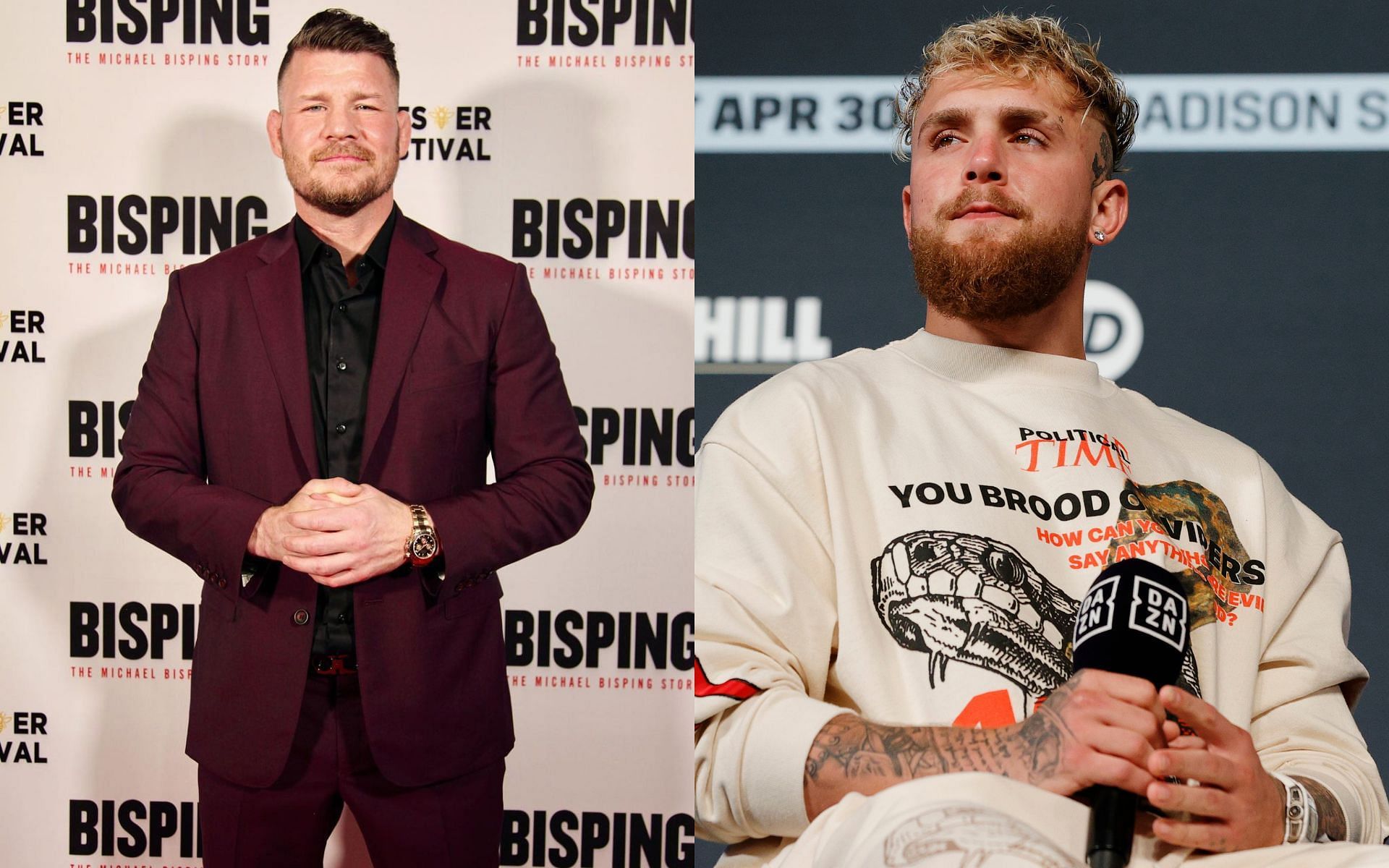 Bisping and Paul (left and right, images courtesy of @mikebisping Instagram and Getty)