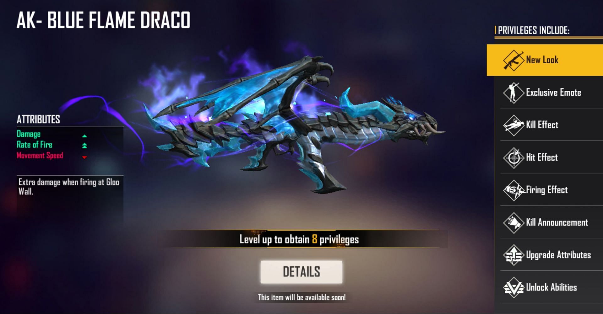 AK –  Blue Flame Draco é a primeira skin de arma Evo (Imagem via Garena)