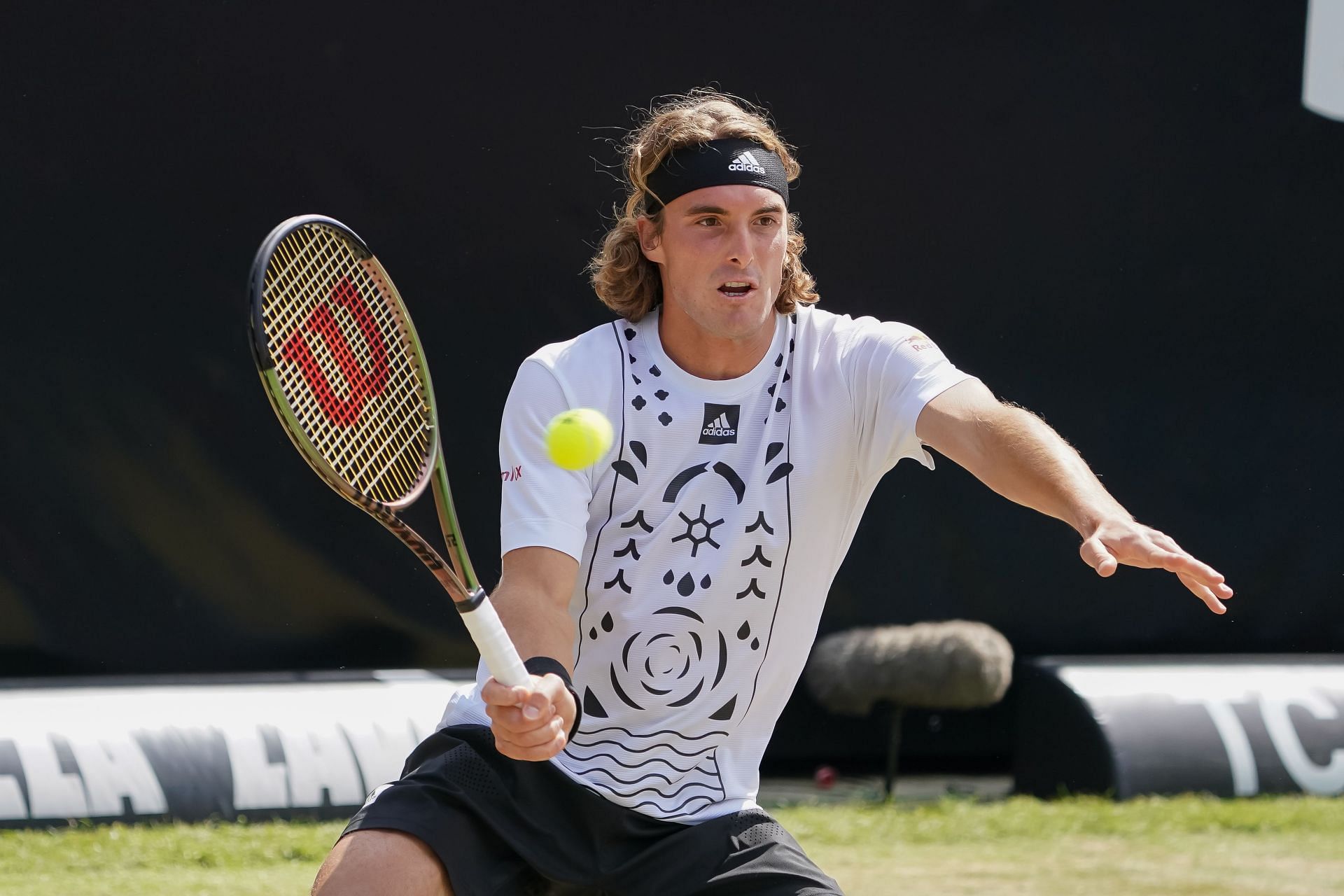 Tsitsipas in action on the grass courts this season
