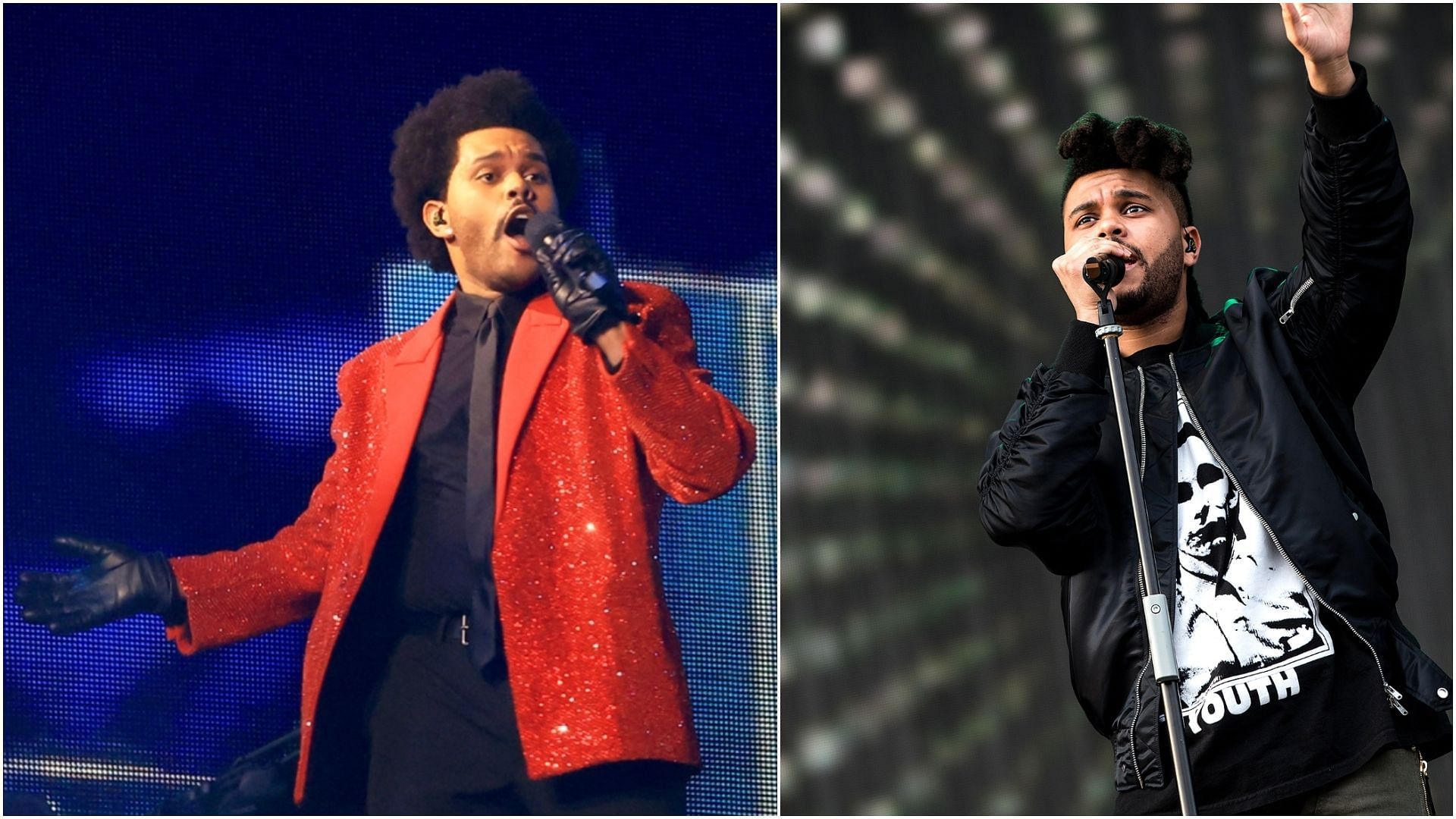 The weeknd has partnered with Binance for his upcoming tour. (Images via Mike Ehrman and Mike Lewis / Getty)
