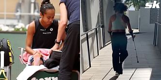 Watch: Leylah Fernandez walks with the help of crutches after fracturing her foot