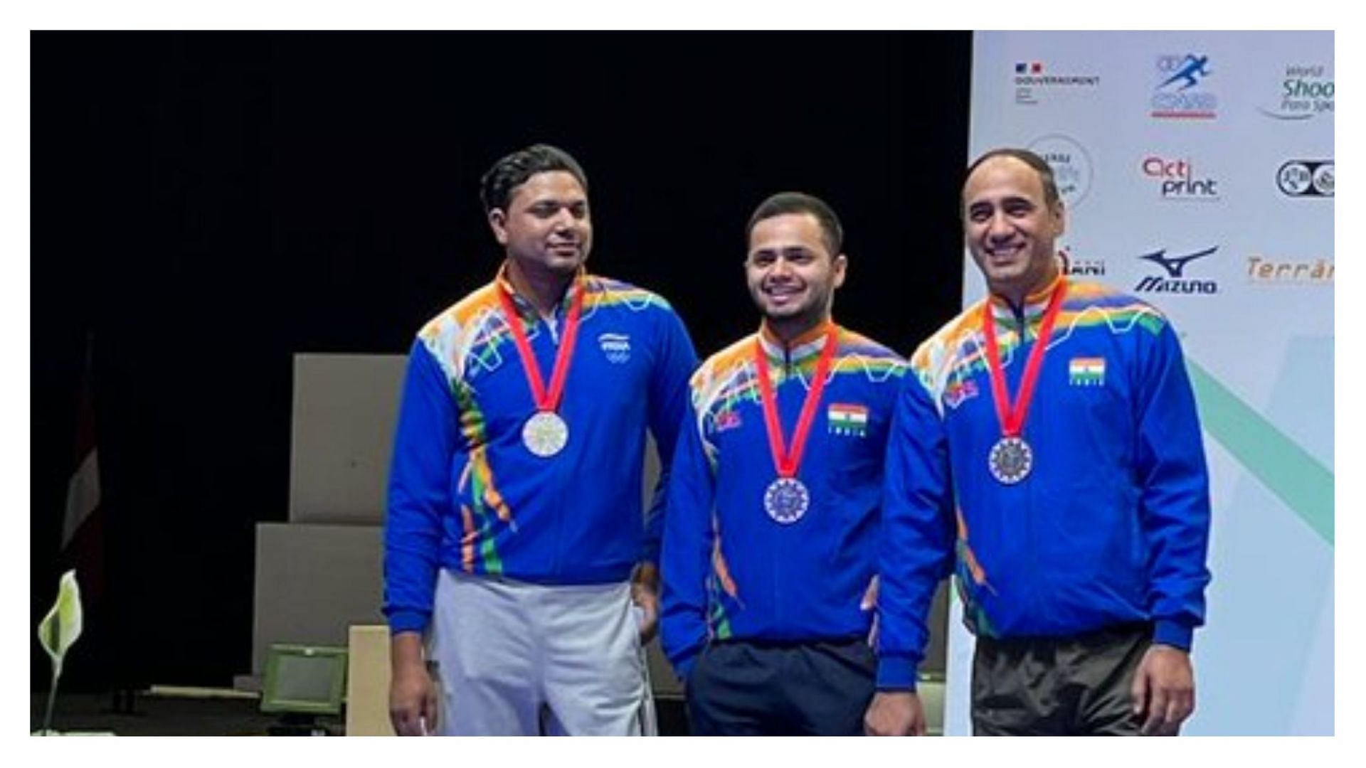 2022 Para Shooting World Cup Akash, Manish Narwal, Singhraj Adhana (Pic Credit: Paralympics India)