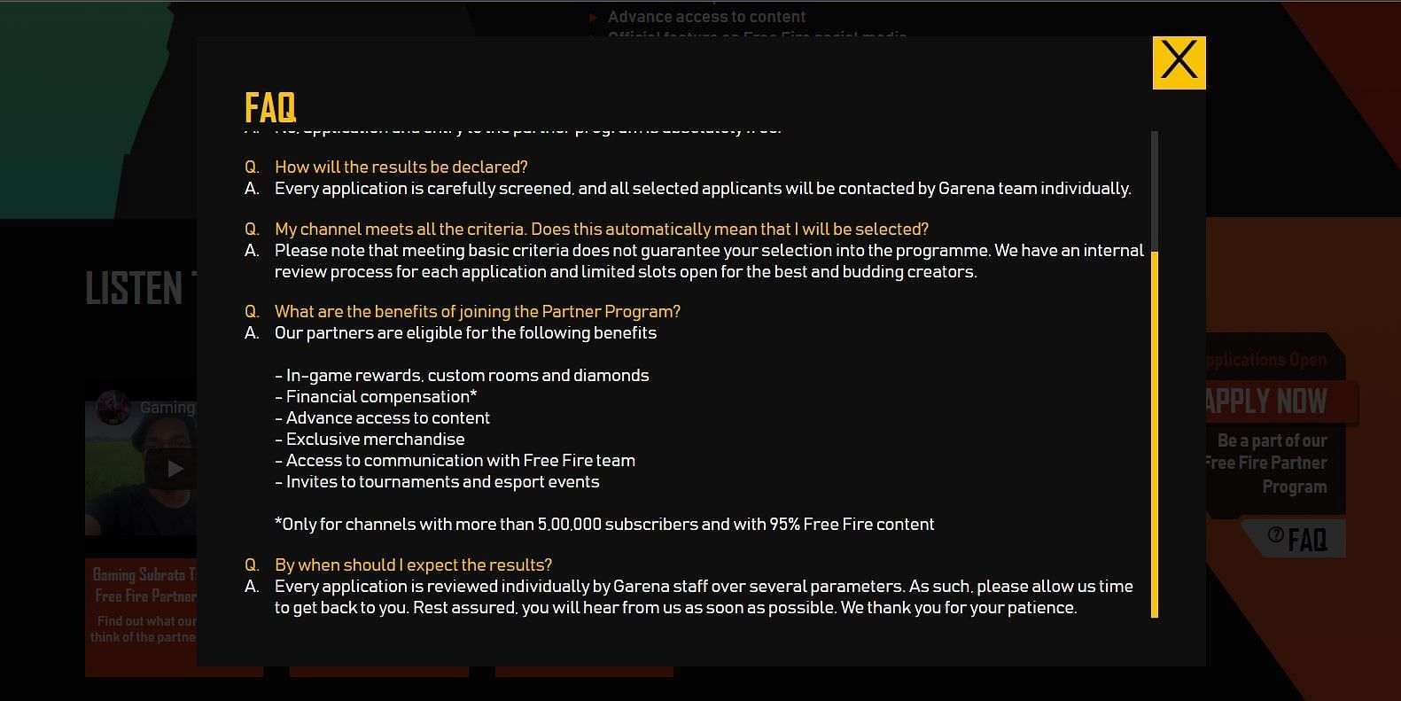 Some FAQs mentioned on the official web page (Image via Garena)